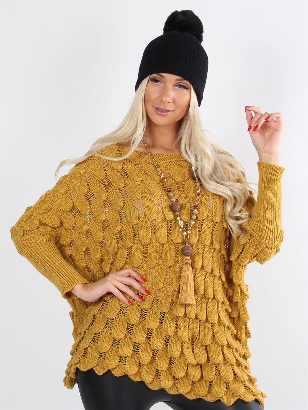 Penny - Sort trøje med strikket mønster